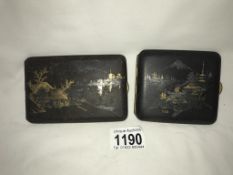 2 vintage oriental lacquered cigarette cases