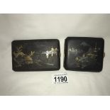 2 vintage oriental lacquered cigarette cases