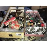 2 boxes of buttons & buckles from different era's