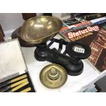 Salter cast iron kitchen scales with brass pans & weights