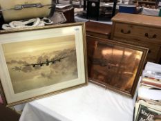 A Coulson print & a copper engraving of a Lancaster