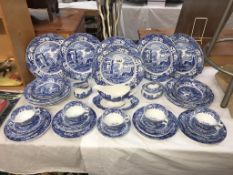 A Spode Italian design blue & white dinner service ****Condition report**** All