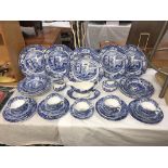 A Spode Italian design blue & white dinner service ****Condition report**** All