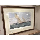 An artists proof framed & glazed racing off Cowes by Stephen Dews,