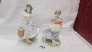 Two Royal Worcester "Old Country Ways" series figures - "The Millkmaid" and "A Farmer's Wife".