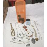 A mixed lot of costume jewellery & coins
