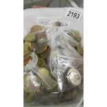 A large quantity of foreign coins.