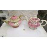 Two Victorian teapots - one luster the other monogrammed,