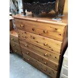A solid pine bedroom chest of drawers