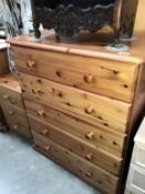 A solid pine bedroom chest of drawers