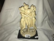 A Sautiui faux marble resin 3 Graces figure group