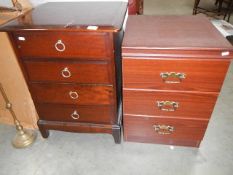 A four drawer and a three drawer mahogany chests.