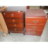 A four drawer and a three drawer mahogany chests.