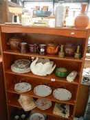 Six shelves of miscellaneous china etc.