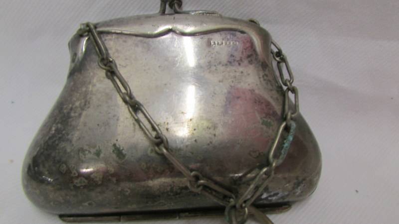 A 19th century plated chatelaine purse. - Image 3 of 3