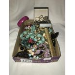 A box of mixed costume jewellery