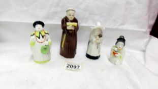 Four Royal Worcester candle snuffers - Mandarin, Chinese Girl, Monk and Nun.