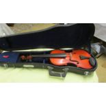 A small cased violin.