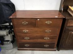 A Victorian stained pine chest of drawers (95cm x 43cm x 91cm high)
