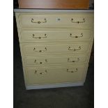 A three drawer melamine chest.