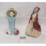 Two Royal Doulton figurines - Make Believe HN2225 and Paisley Shawl HN1988.