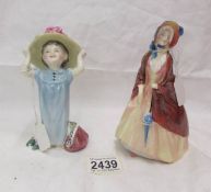 Two Royal Doulton figurines - Make Believe HN2225 and Paisley Shawl HN1988.