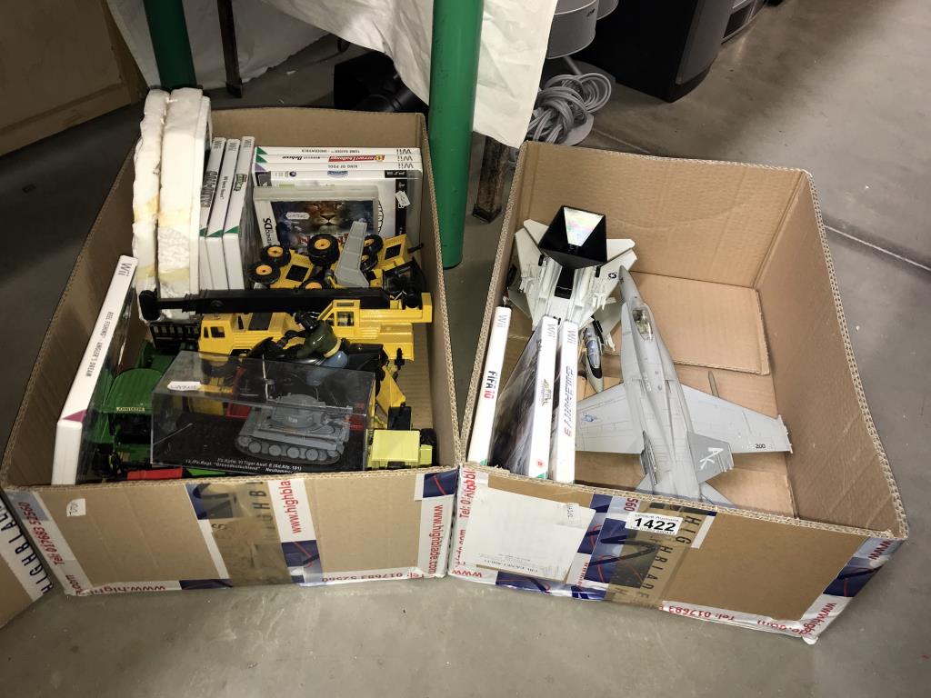 2 boxes of unboxed die cast including Malforette, tractors & aircraft etc.