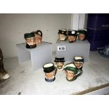 9 miniature Royal Doulton character jugs