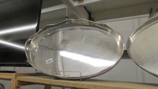 An oval silver plate gallery tray, 56 x 40 cm.