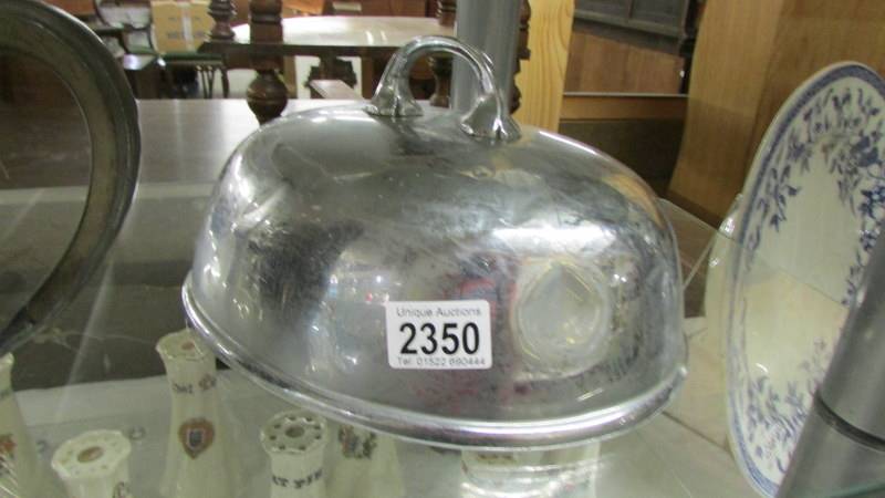 A silver plate teapot, meat cover and tureen lid. - Image 3 of 4
