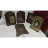 Five vintage photograph frames, 2 inlaid with flowers, all a/f.