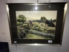 A framed & glazed Jane Pearson pen & ink watercolour signed. Titled Thwaite in Swaledale (41.