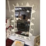 A wrought iron bevel edge mirror (47cm x 69 cm) (Collect only)