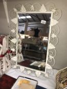 A wrought iron bevel edge mirror (47cm x 69 cm) (Collect only)