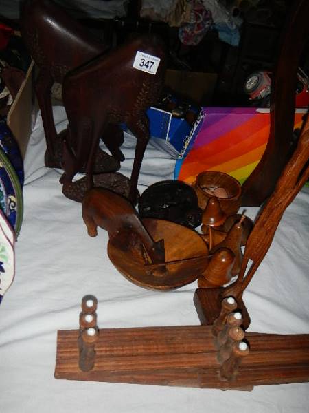 A mixed lot of wooden items.