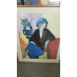 A framed and glazed study of a lady signed Tonkey, 94 x 76 cm.