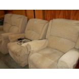 A three piece suite with recliner.