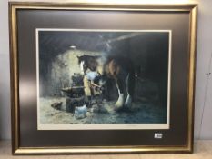 A large framed & glazed signed David Shepherd print ' The old Forge',