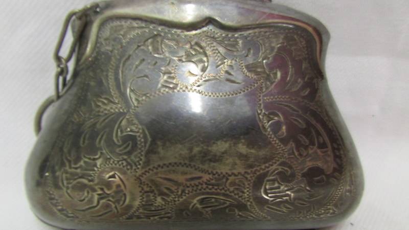 A 19th century plated chatelaine purse. - Image 2 of 3