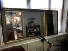 A large gilt framed bevel edge mirror 71 x 102 cm & another vintage gilt framed bevel edge mirror