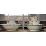 2 Victorian jug & bowl bathroom sets (1 jug A/F)