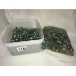 A large quantity if glass marbles