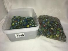 A large quantity if glass marbles