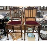 A pair of Edwardian mahogany hall chairs