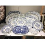 A selection of 19th/20th century blue & white meat plates A/F.