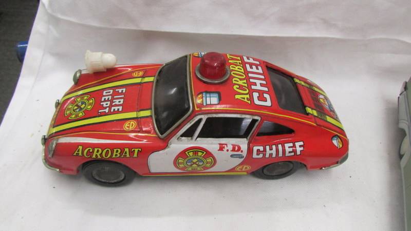 A Japanese tin plate battery operated Porsche 911 fire dept. - Image 2 of 3