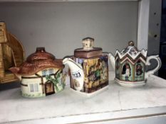 2 Sadler teapots and a cottage ware teapot (small chip inside soldier teapot)