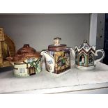 2 Sadler teapots and a cottage ware teapot (small chip inside soldier teapot)