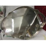 A silver plate gallery tray, 61 x 41 cm.