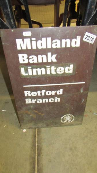 A Midland Bank Retford metal sign.